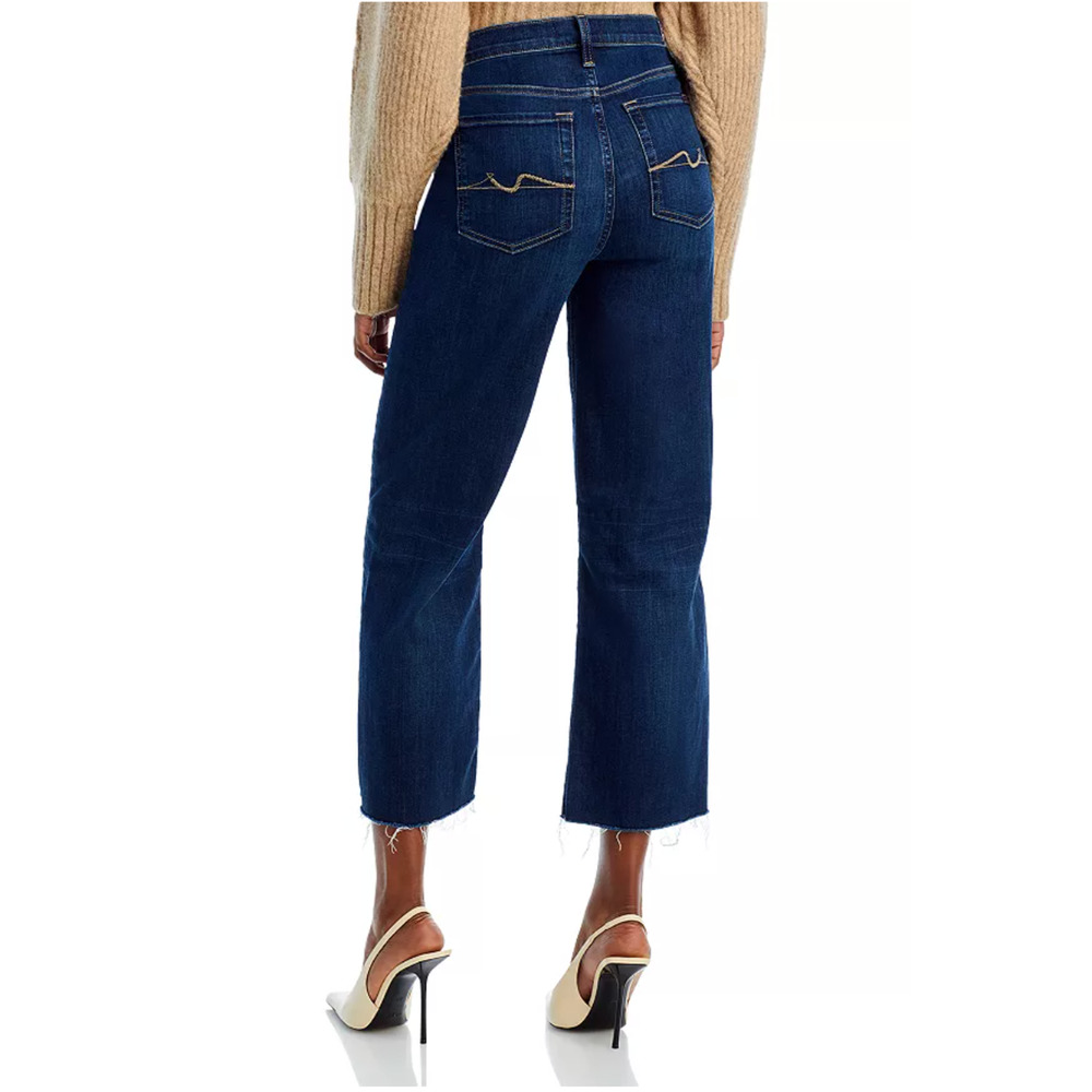7 FOR ALL MANKIND NWT Alexa Cropped Trouser Wide Leg Raw Hem Jean // 00 - Picture 2 of 15